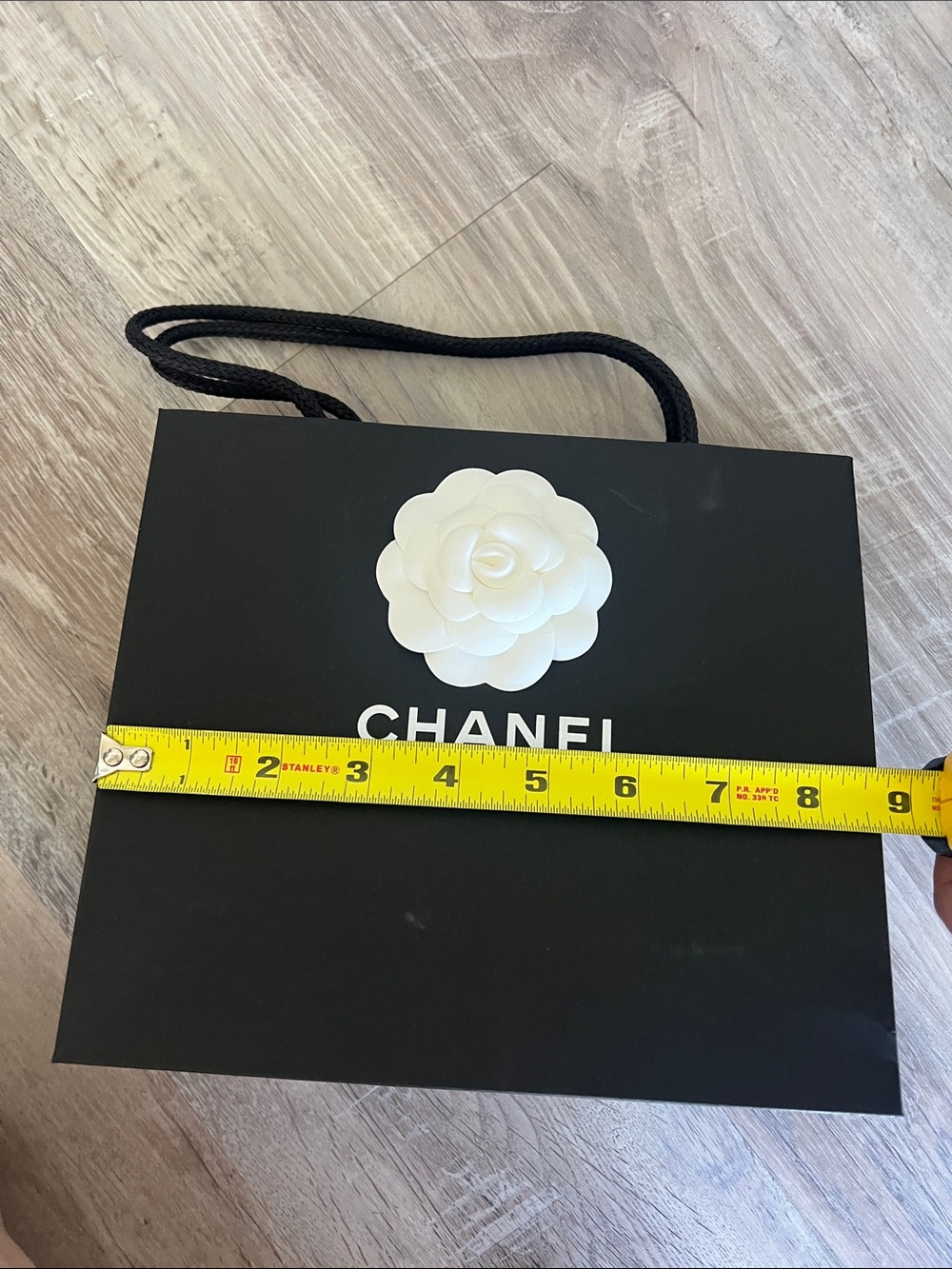 2 CHANEL Black Paper Gift Bags with White Camellia - Picture 10 of 15
